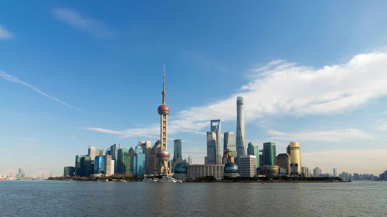 Shanghai Pudong skyline with the Oriental Pearl Tower across the Huangpu River